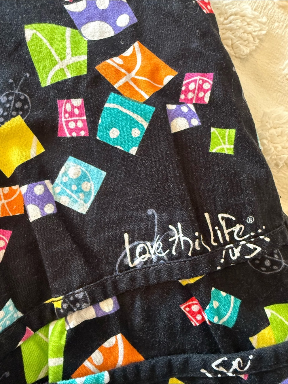 Women’s Black Scrub topwith Colorful Dice Print - Unbranded - Picture 3 of 5